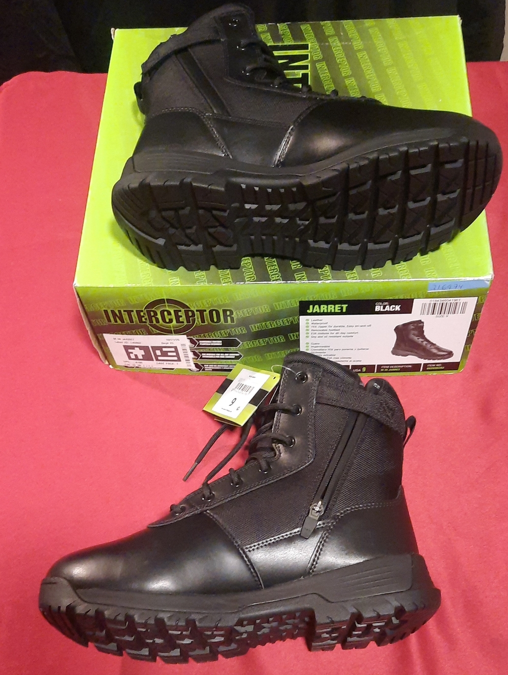 Interceptor Jarret Men's Black Tactical Military Boots Side Zip
